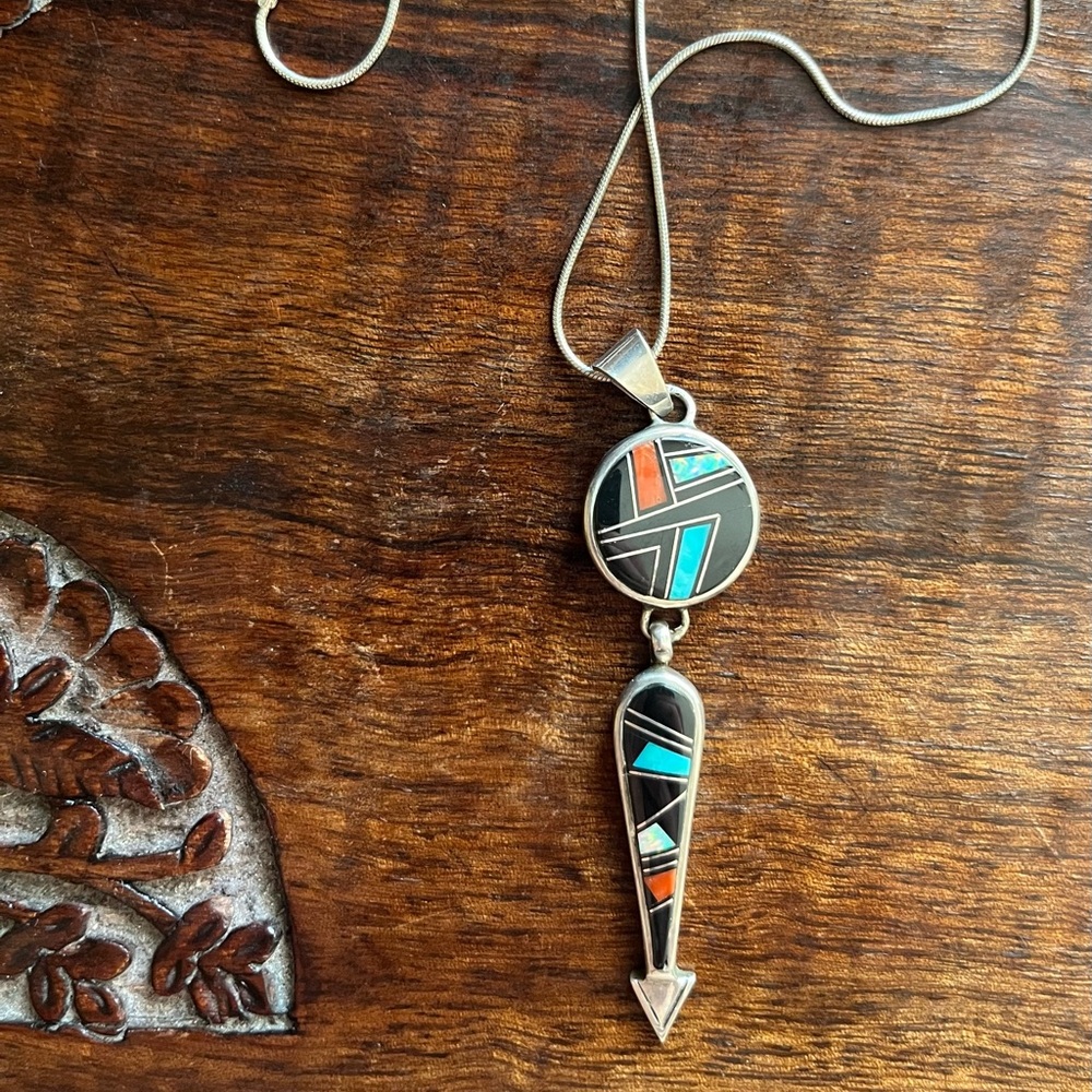 Southwest Silver and Multicolor Pendant Necklace